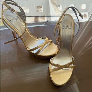 Stuart Weitzman Metallic Gold Strappy Heels